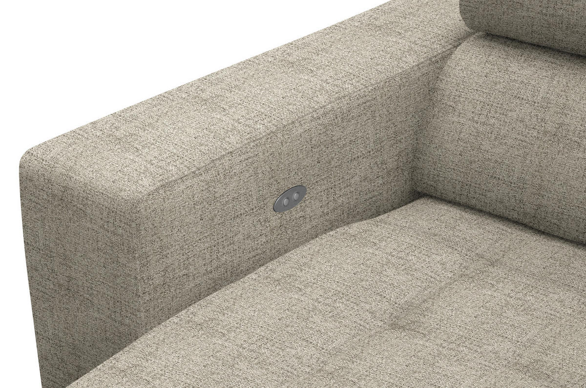 ECKSOFA in Chenille Beige  - Chromfarben/Beige, Design, Textil (301/207cm) - Xora