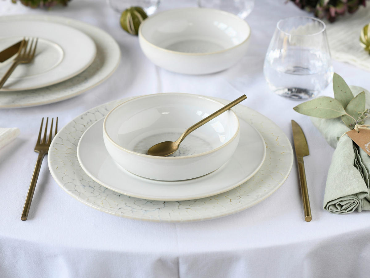 TAFELSERVICE Creme, Weiß Unico Toscania 12-teilig  - Creme/Weiß, Basics, Keramik - Creatable