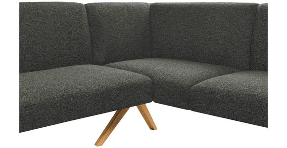 ECKBANK 218/172 cm Webstoff Dunkelgrau Eiche vollmassiv   - Eichefarben/Dunkelgrau, KONVENTIONELL, Holz/Textil (218/172cm) - Linea Natura