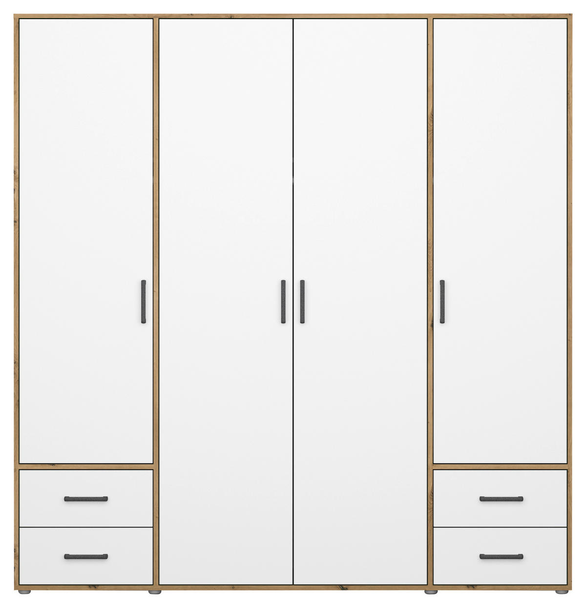 DREHTÜRENSCHRANK in Weiss, Eiche Artisan  - Weiss/Eiche Artisan, Modern, Holzwerkstoff/Kunststoff (187/194/53cm) - Rauch Möbel