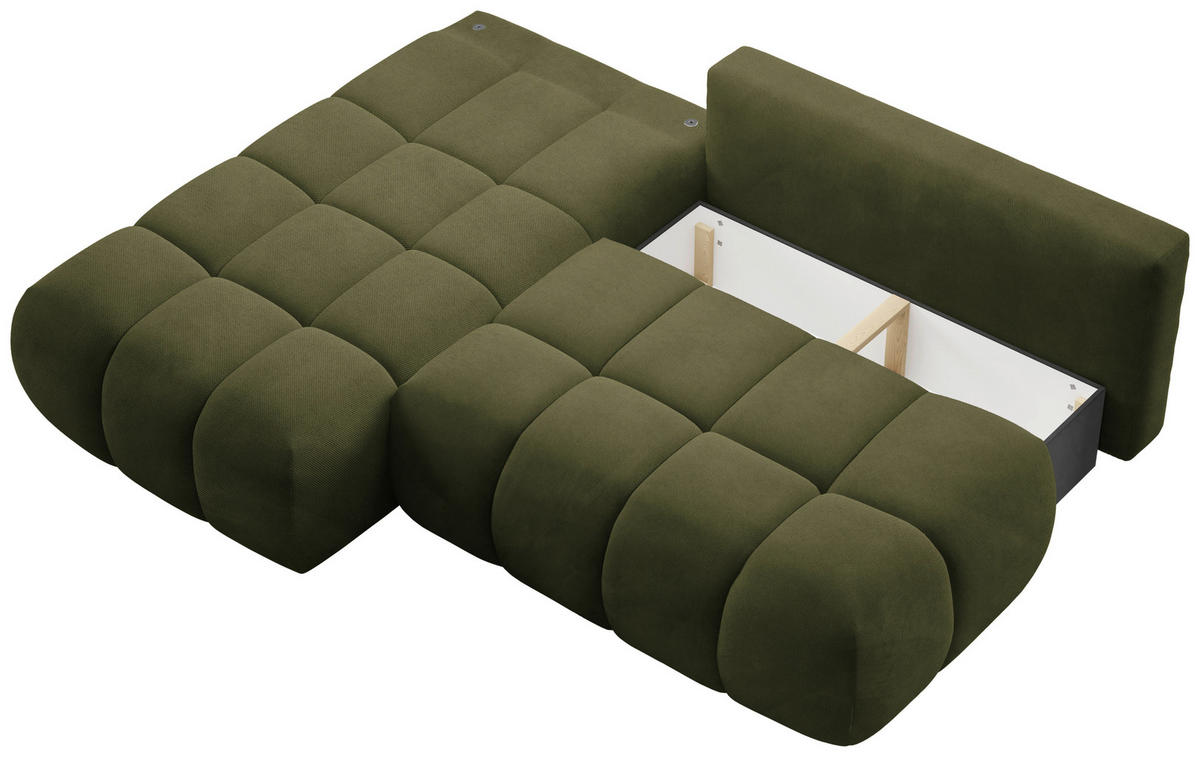 ECKSOFA TARANTO Grün Webstoff  - Schwarz/Grün, Design, Kunststoff/Textil (172/225cm) - Livetastic