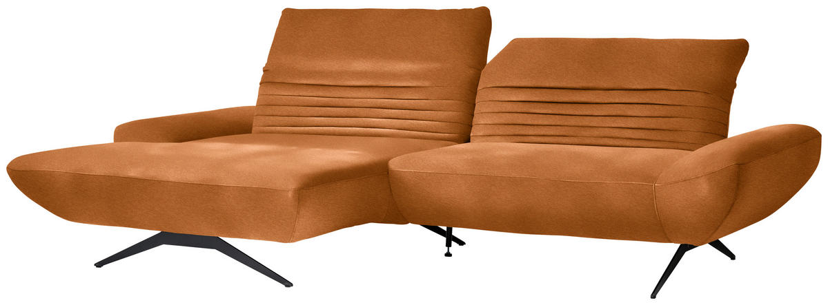 ECKSOFA  in Teddystoff Cognac  170-195/280 cm  - Cognac/Schwarz, Design, Textil/Metall (170-195/280cm) - Dieter Knoll