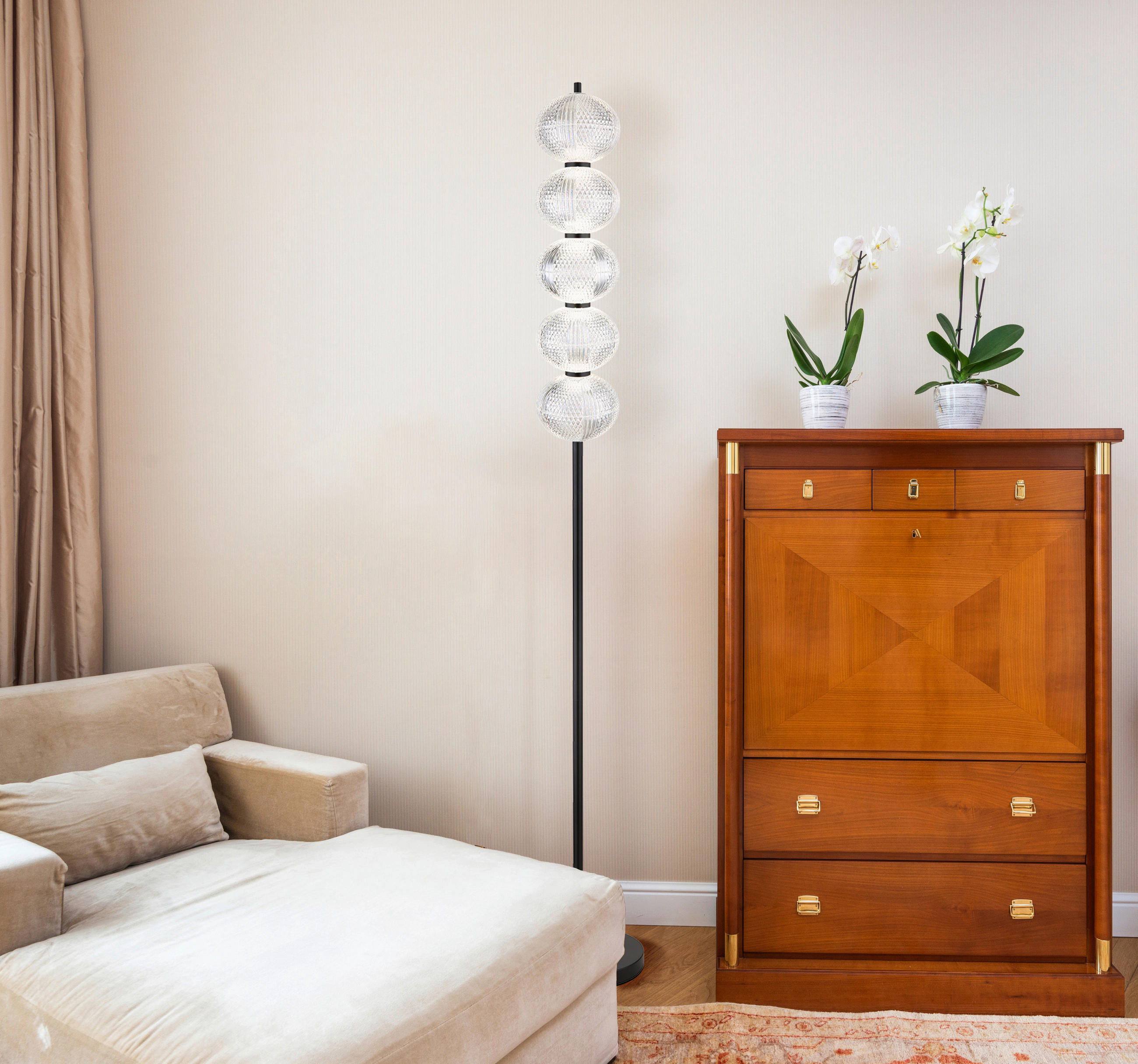 LED-STEHLEUCHTE 25/160 cm    - Klar/Schwarz, KONVENTIONELL, Kunststoff/Metall (25/160cm) - Globo