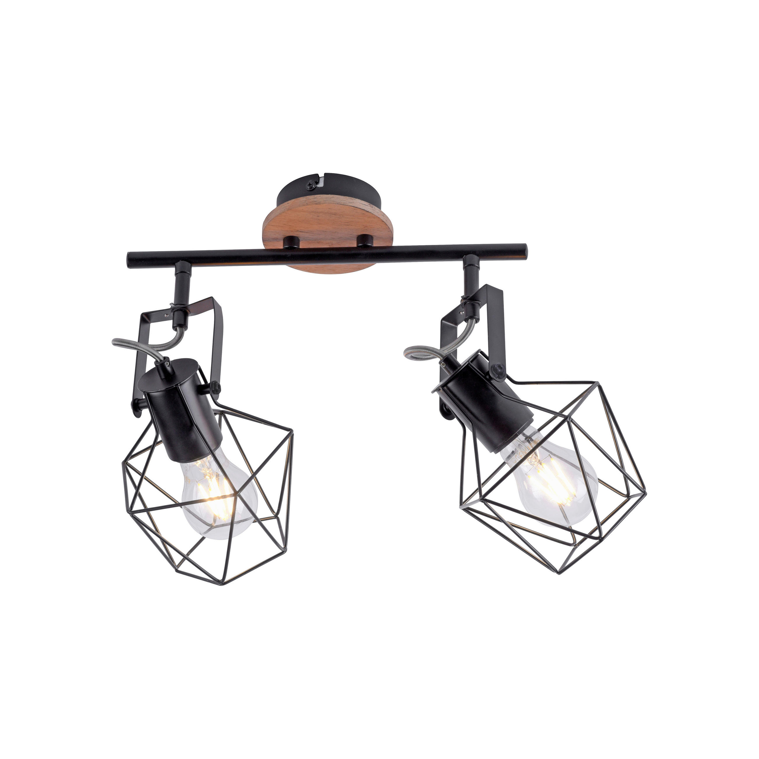 DECKENLEUCHTE Jaro 61/28/31 cm   - Schwarz, Natur, Holz/Metall (61/28/31cm) - Just Light