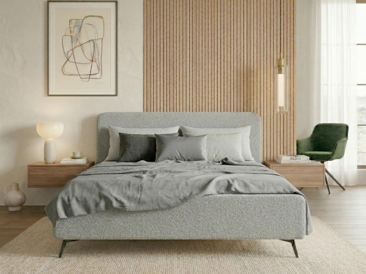 POLSTERBETT 180/200 cm,  in Grau,  - Schwarz/Grau, MODERN, Holz/Textil (180/200cm) - MID.YOU
