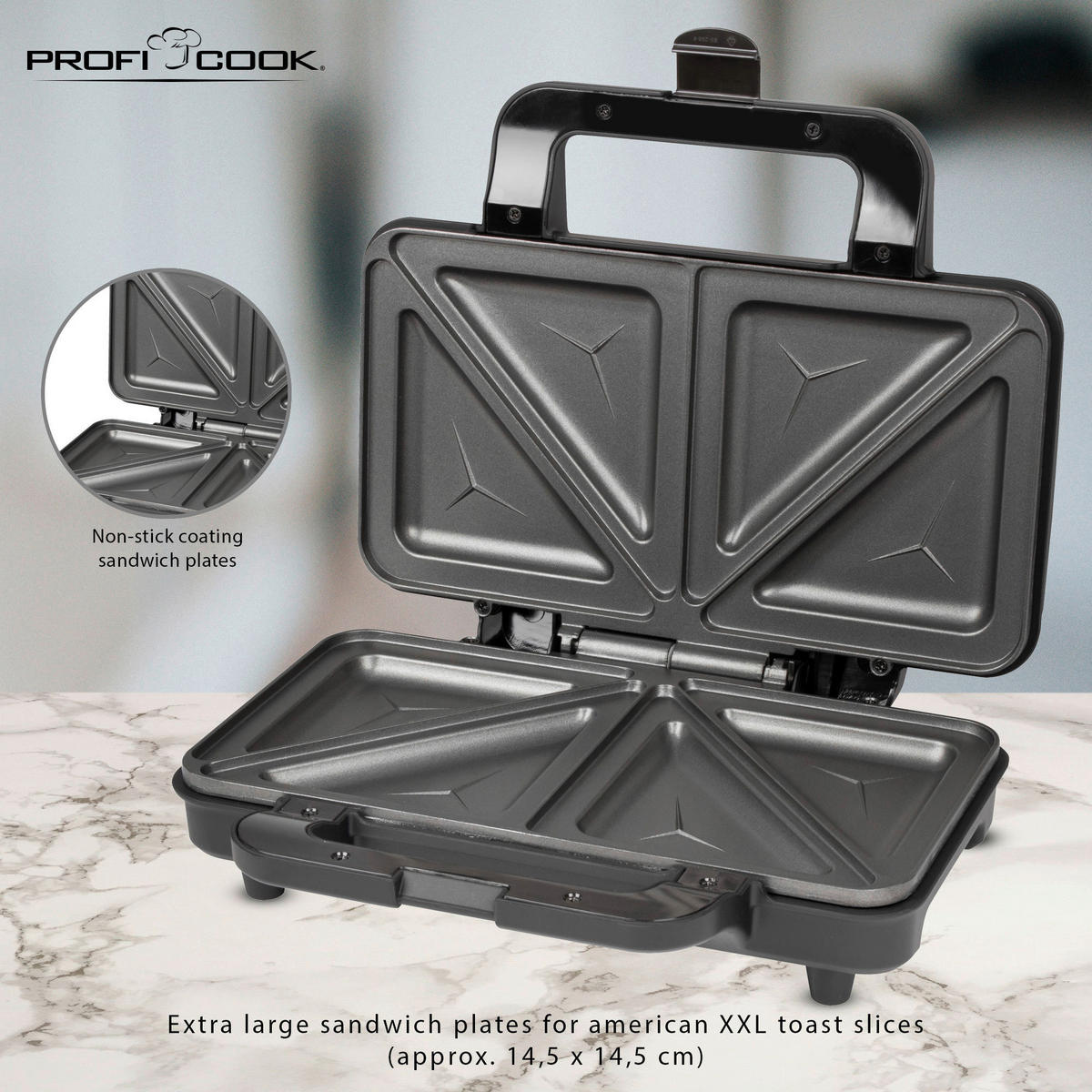 SANDWICHTOASTER  - Edelstahlfarben/Schwarz, LIFESTYLE, Kunststoff (29,2/9,9/25cm)