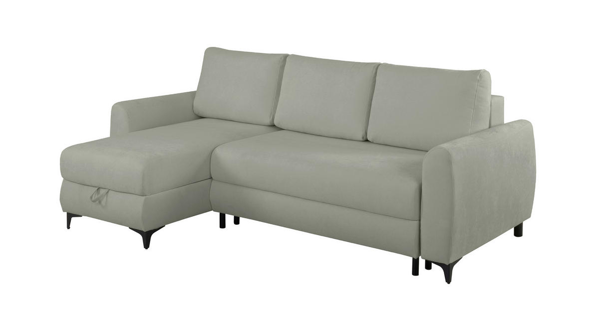 ECKSOFA Moli Grau  - Schwarz/Grau, Design, Textil/Metall (236/148cm) - MID.YOU
