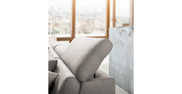 ECKSOFA inkl. Funktionen Ecru Webstoff - Ecru/Silberfarben, Design, Textil/Metall (167/250cm) - Xora