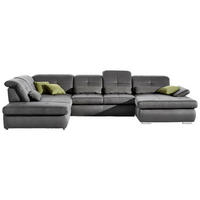 WOHNLANDSCHAFT Mikrofaser Grau  - Chromfarben/Grau, Design, Textil/Metall (260/371/195cm) - Beldomo Style