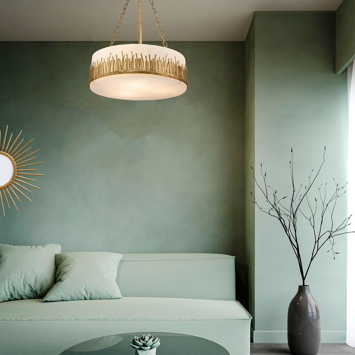 HÄNGELEUCHTE Quintiesse 113/53,3/53,3 cm  - Goldfarben, KONVENTIONELL, Glas/Metall (113/53,3/53,3cm) - Elstead Lighting