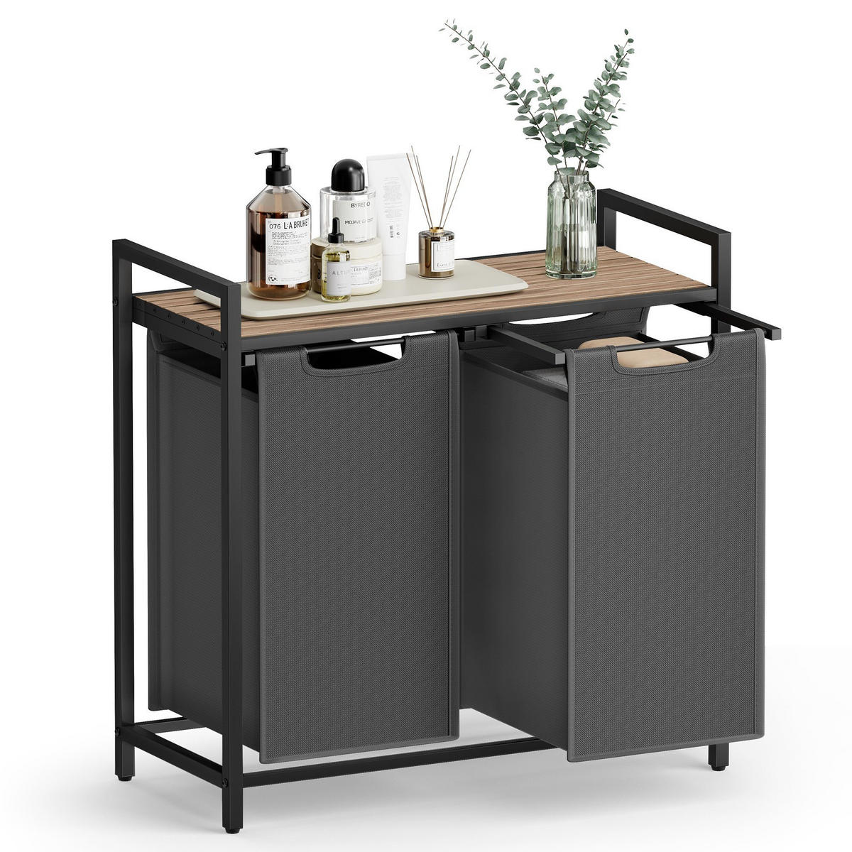 WÄSCHEKORB - Eichefarben/Grau, Trend, Holzwerkstoff/Textil (73/72/33cm) - Boxxx