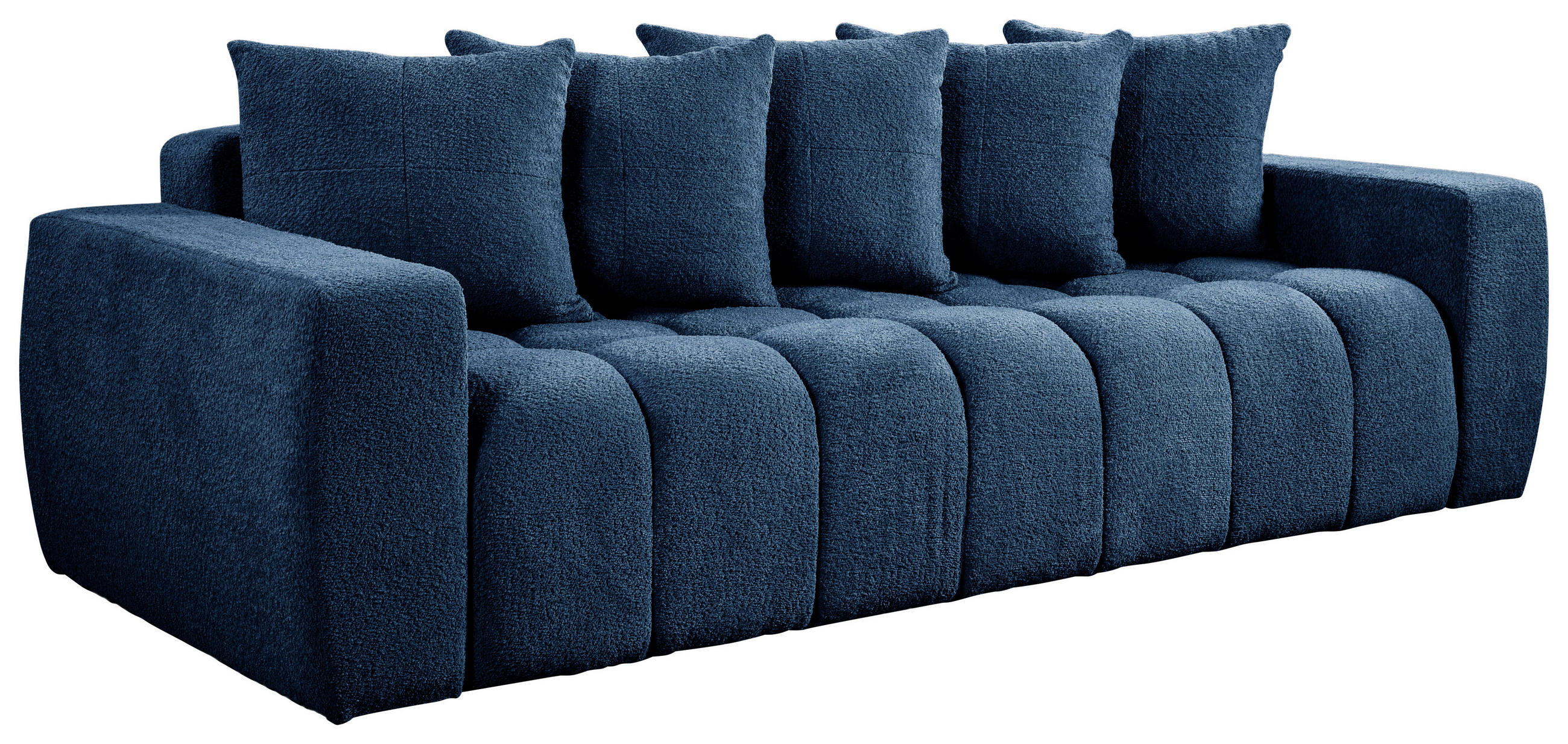 SCHLAFSOFA in Struktur, Bouclé Blau  - Blau/Schwarz, Basics, Kunststoff/Textil (250/86/140cm) - Livetastic
