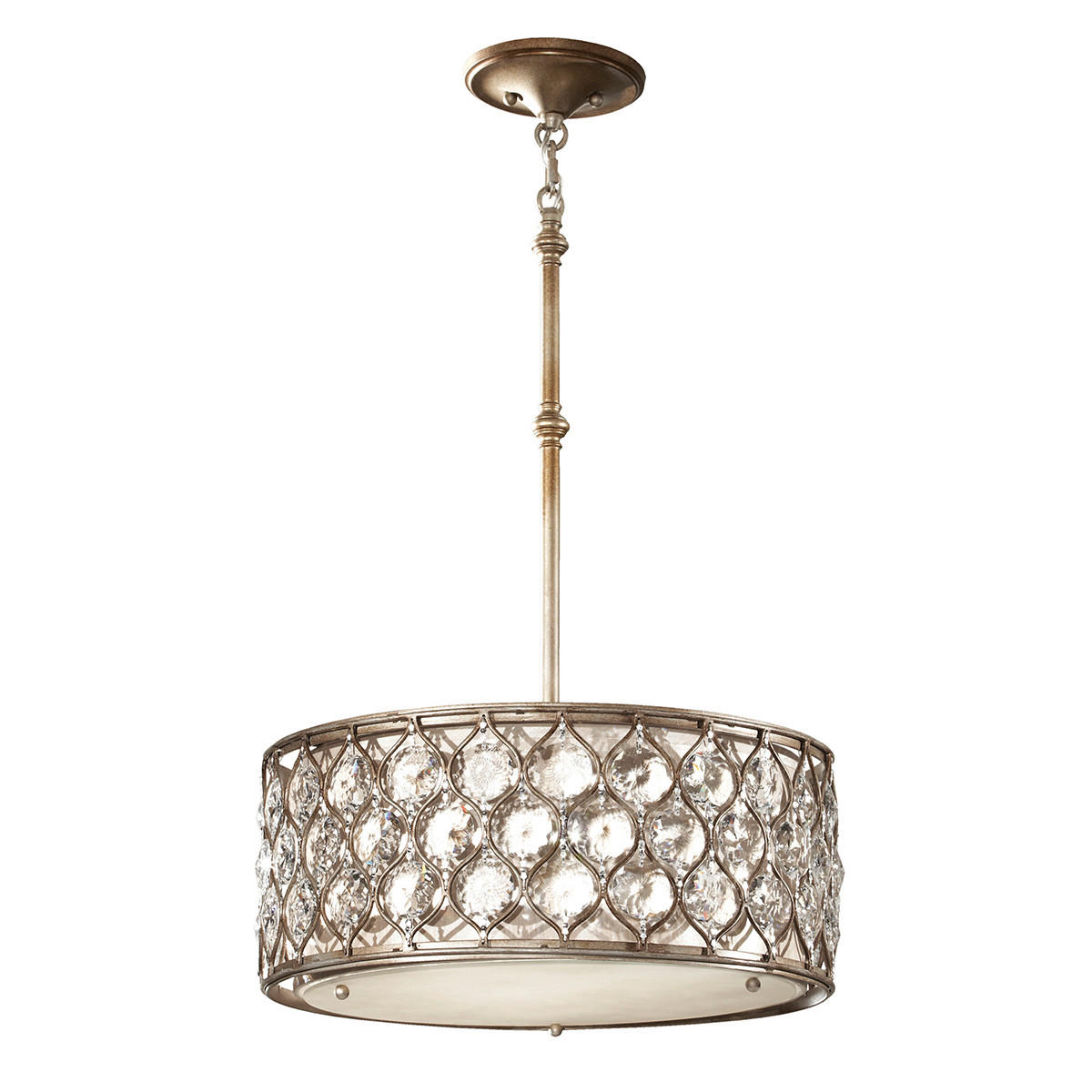 HÄNGELEUCHTE 46/36 cm    - Silberfarben, Konventionell, Glas/Textil (46/36cm) - Elstead Lighting