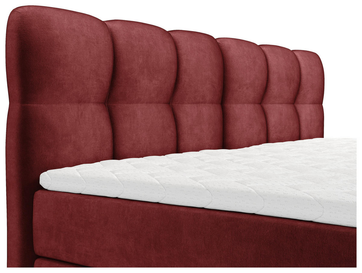 BOXBETT 240/200 cm,  in Bordeaux, Matratze, Bettkasten, Topper, H3 = fest  - Bordeaux/Schwarz, KONVENTIONELL, Kunststoff/Textil (240/200cm) - Chameo