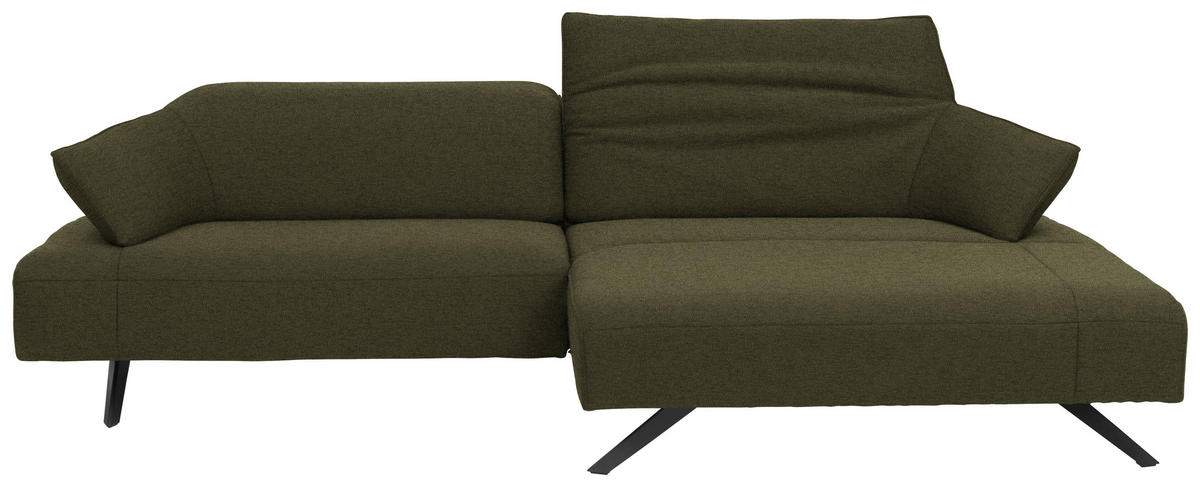 ECKSOFA in Struktur Olivgrün  - Anthrazit/Olivgrün, Design, Textil/Metall (276/165cm) - Himolla