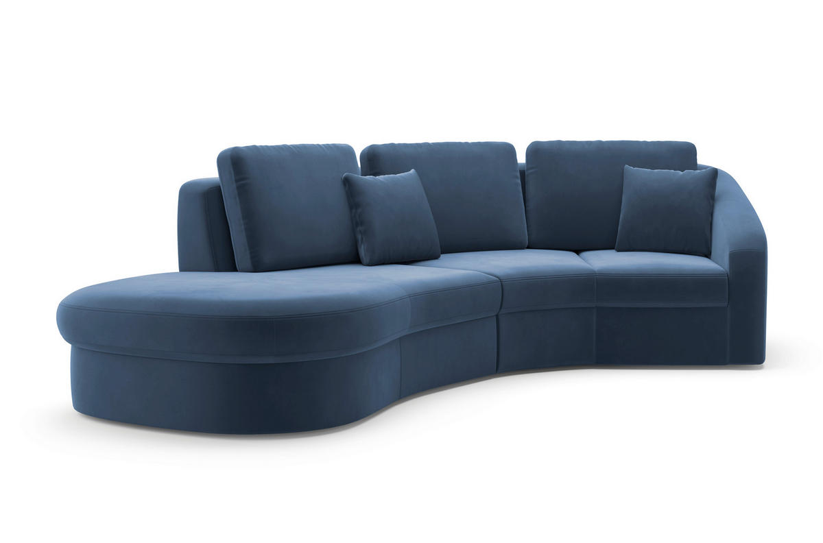 ECKSOFA in Samt Blau  - Blau/Schwarz, Modern, Kunststoff/Textil (230/266cm) - Sit & More