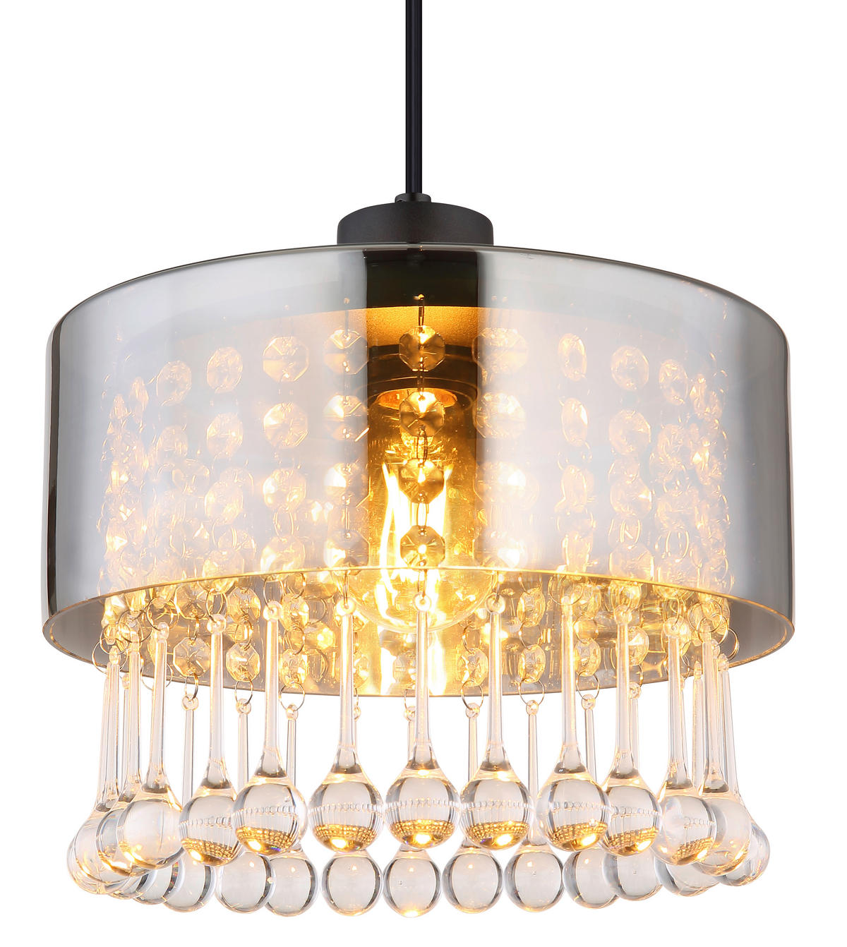 HÄNGELEUCHTE 25/120 cm    - Klar/Schwarz, Konventionell, Glas/Kunststoff (25/120cm) - Globo