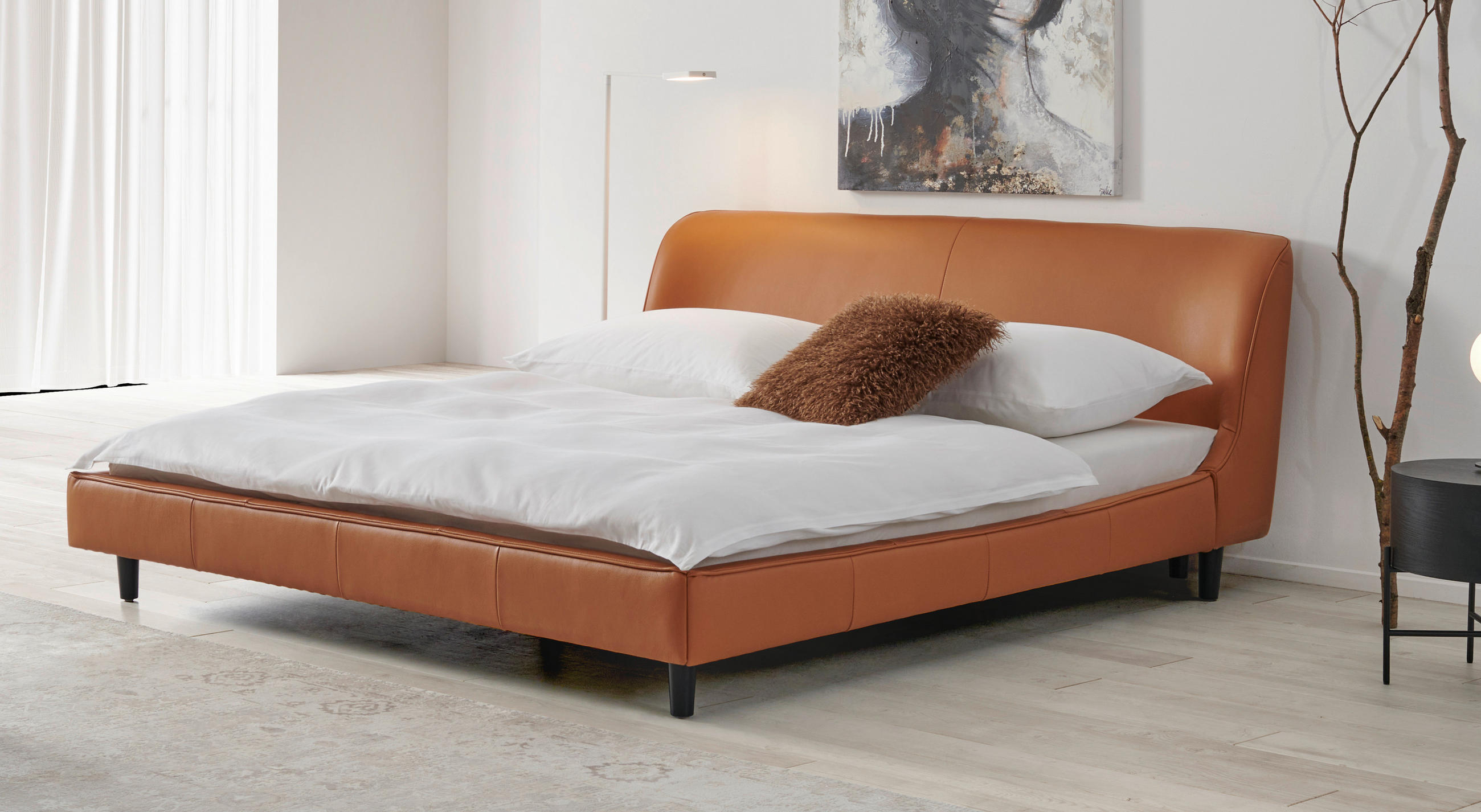 POLSTERBETT ERTO Lattenrost 180/200 cm  in Braun  - Schwarz/Braun, MODERN, Leder/Holz (180/200cm) - Livetastic