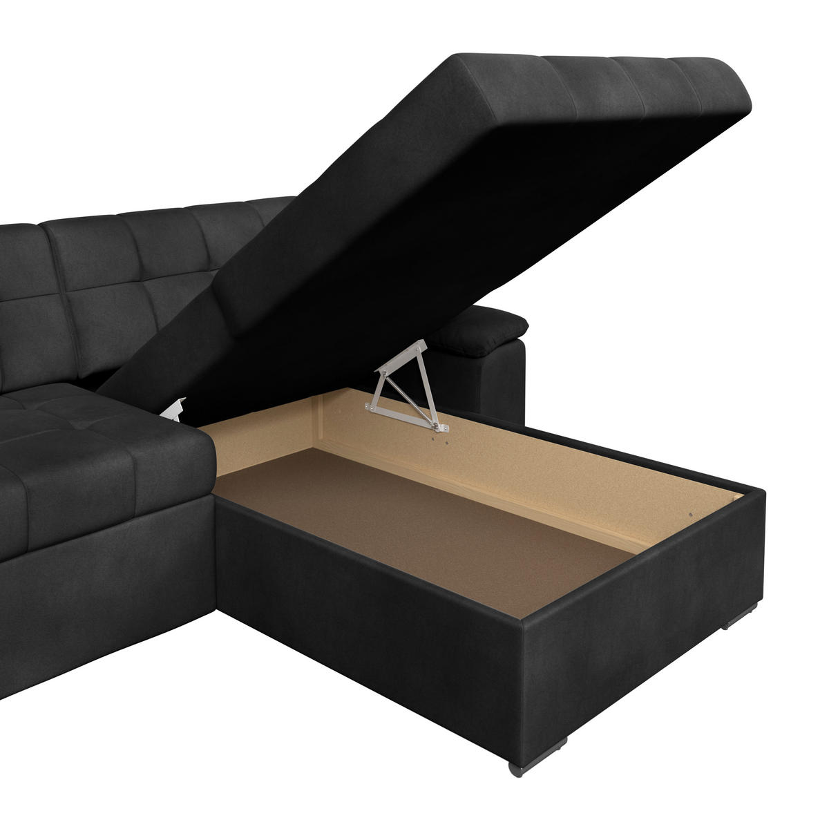 ECKSOFA Schwarz Zierkissen  - Schwarz, Trend, Textil (257/167cm) - Livetastic