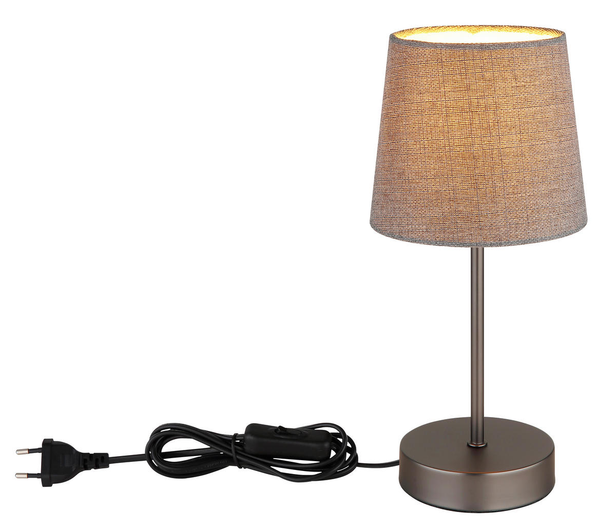 TISCHLEUCHTE Joris 15/32 cm  - Schwarzchrom/Schwarz, Design, Kunststoff/Textil (15/32cm) - Globo
