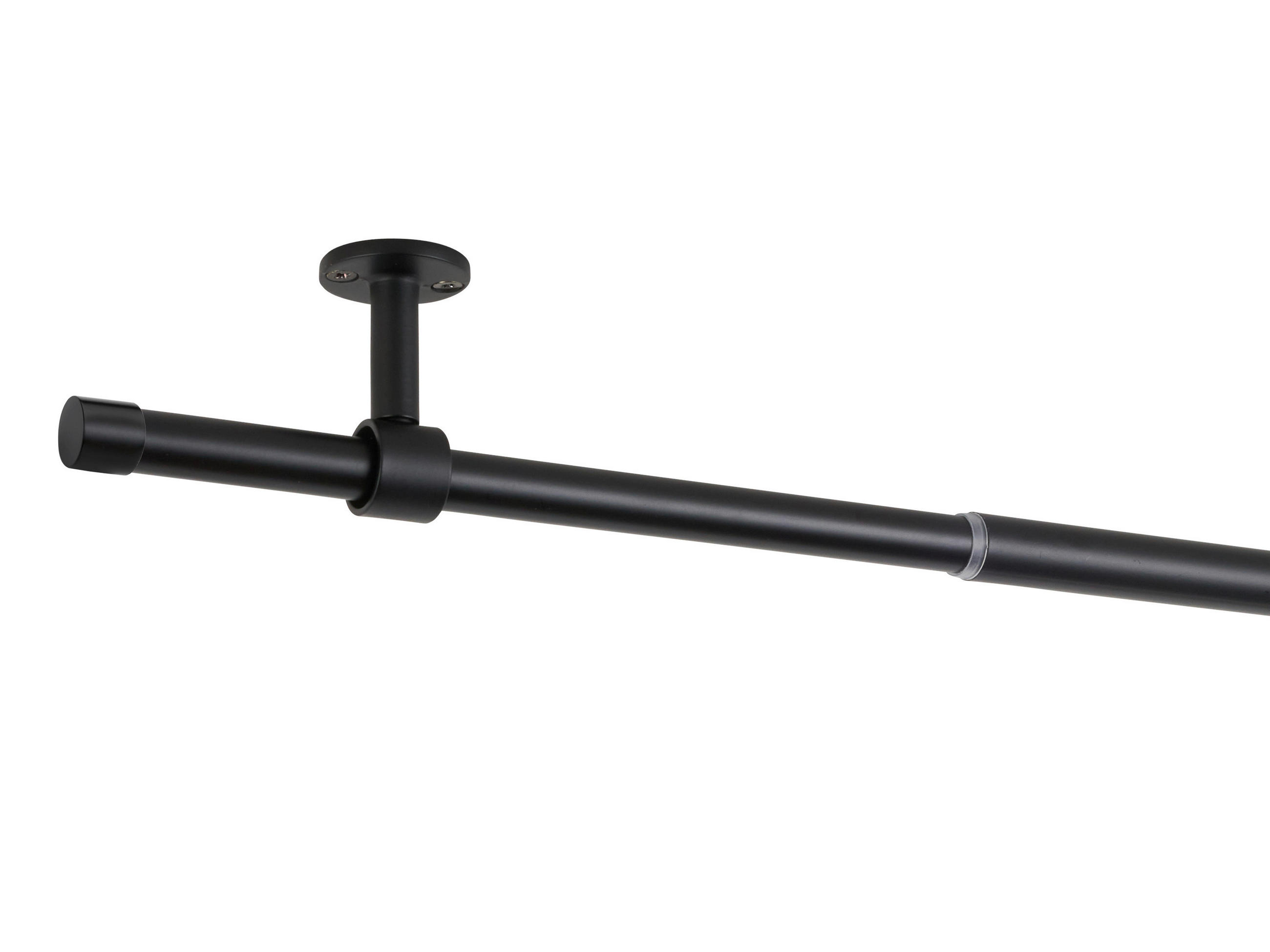 TYČ NA ZÁVĚSY S PŘÍSLUŠENSTVÍ   - černá, Basics, kov (280/8/3,3cm) - Homeware