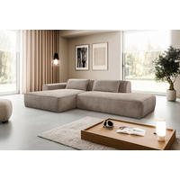 ECKSOFA BILLUND Taupe Cord Nierenkissen  - Taupe/Schwarz, KONVENTIONELL, Kunststoff/Textil (294/165cm) - Livetastic
