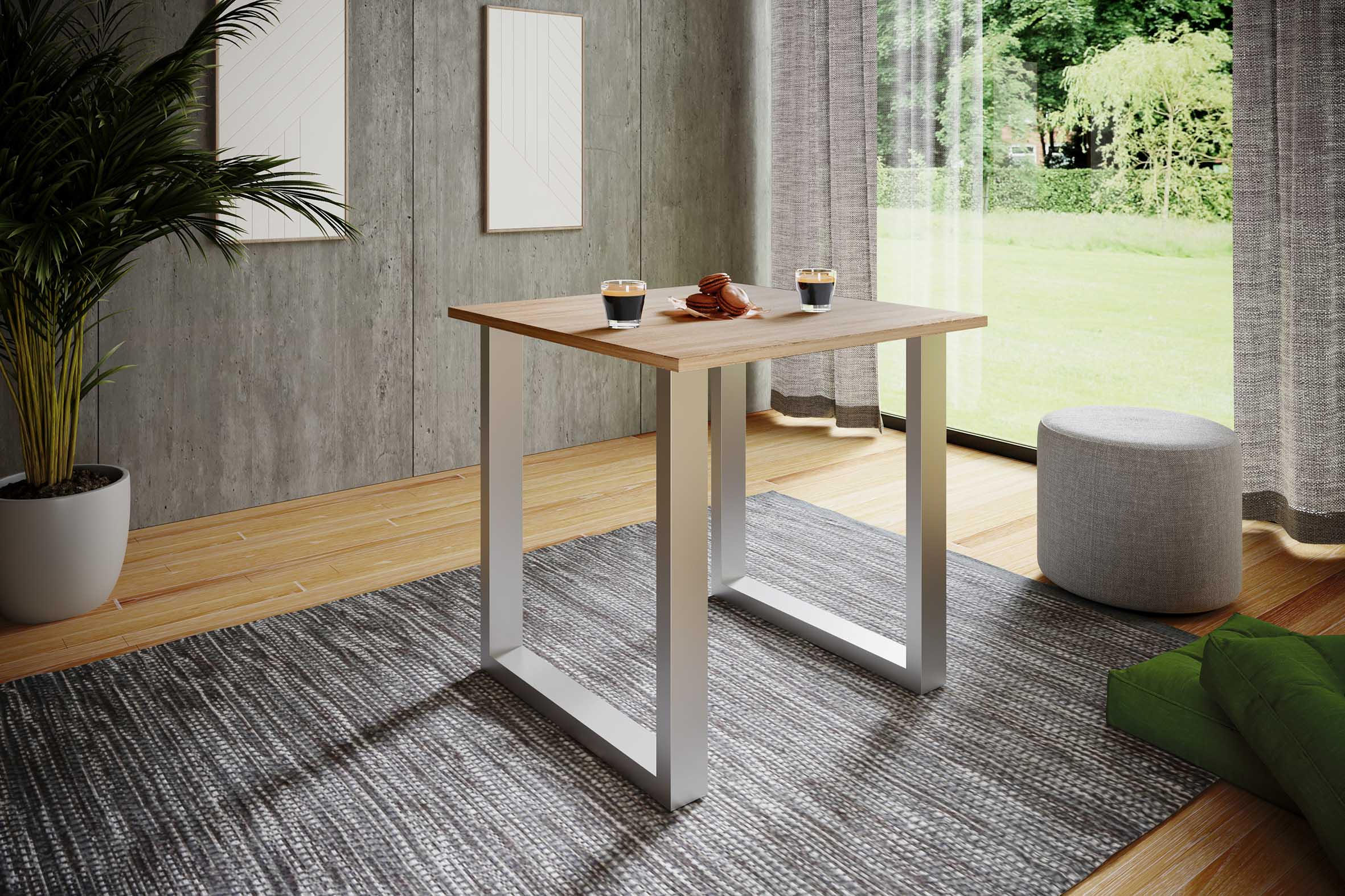 ESSTISCH in Holzwerkstoff 80/80/76 cm  - Silberfarben/Sonoma Eiche, Basics, Holzwerkstoff (80/80/76cm) - MID.YOU