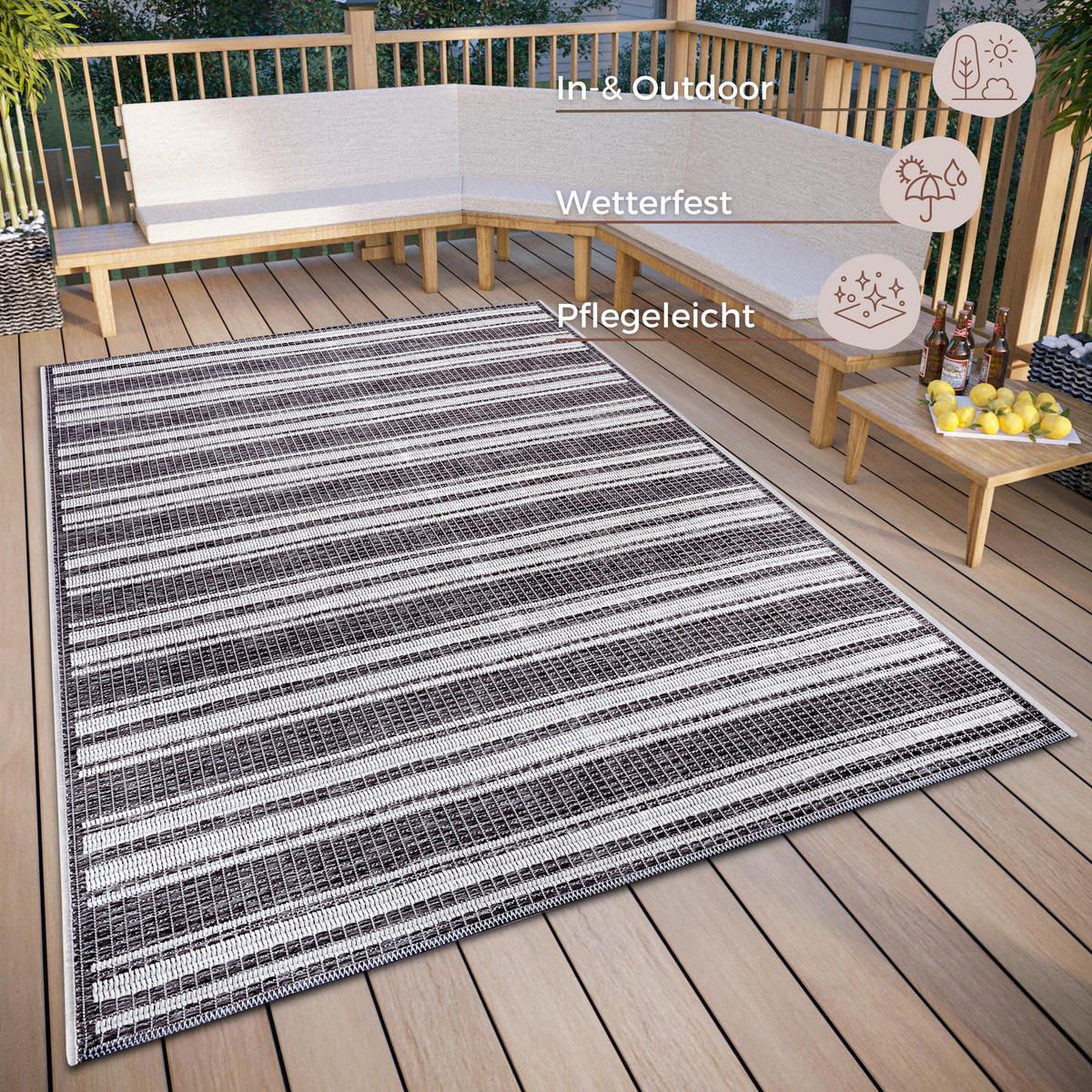 OUTDOORTEPPICH 155/235 cm Clyde Beige, Grau  - Beige/Grau, Design, Kunststoff (155/235cm) - Hanse Home