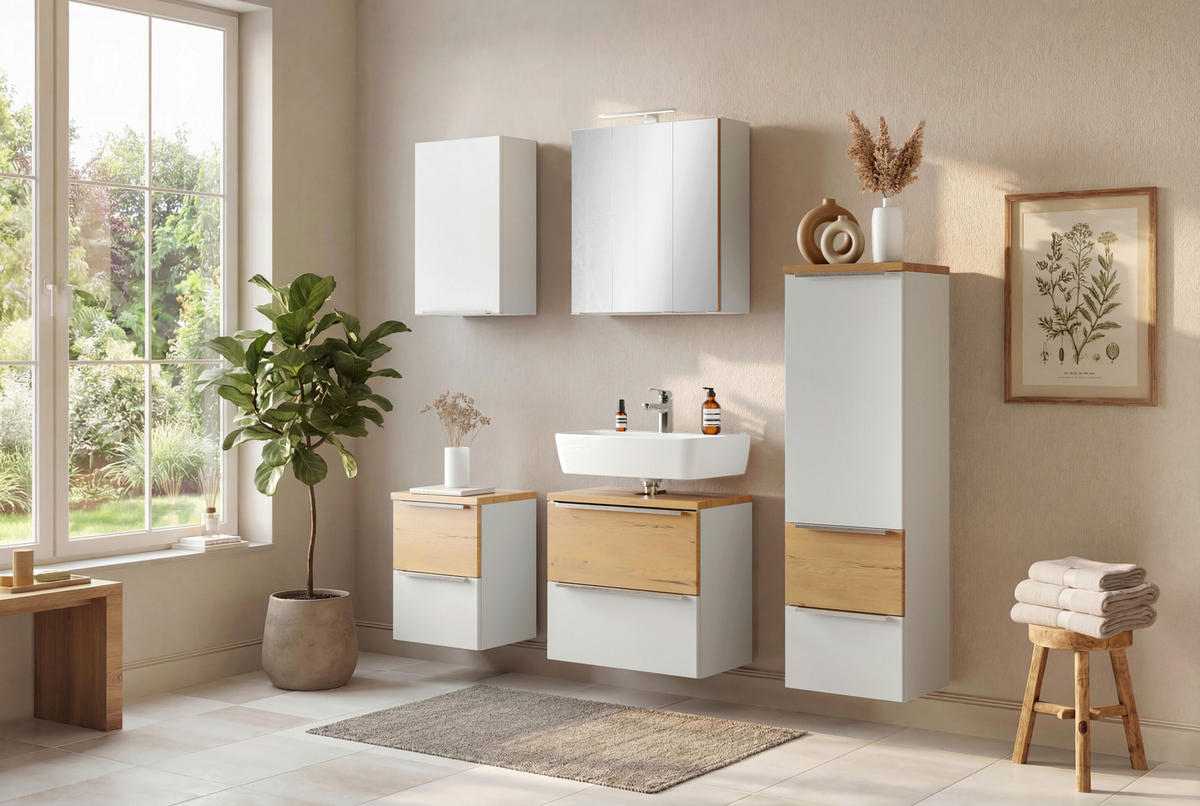 SPIEGELSCHRANK 60/64/20 cm  - Edelstahlfarben/Weiß, Trend, Glas/Holzwerkstoff (60/64/20cm) - Held