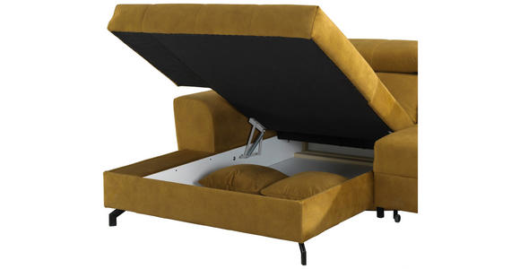 ECKSOFA in Velours Gelb, Grün  - Gelb/Schwarz, Design, Textil/Metall (267/181cm) - Carryhome