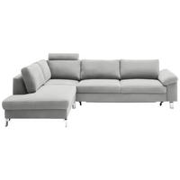 ECKSOFA Echtleder Hellgrau  - Chromfarben/Hellgrau, Design, Leder/Metall (200/281cm) - Pure Home Lifestyle