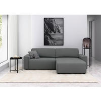 ECKSOFA in Struktur Grau  265/164 cm  - Schwarz/Grau, MODERN, Kunststoff/Textil (265/164cm) - Trendmanufaktur