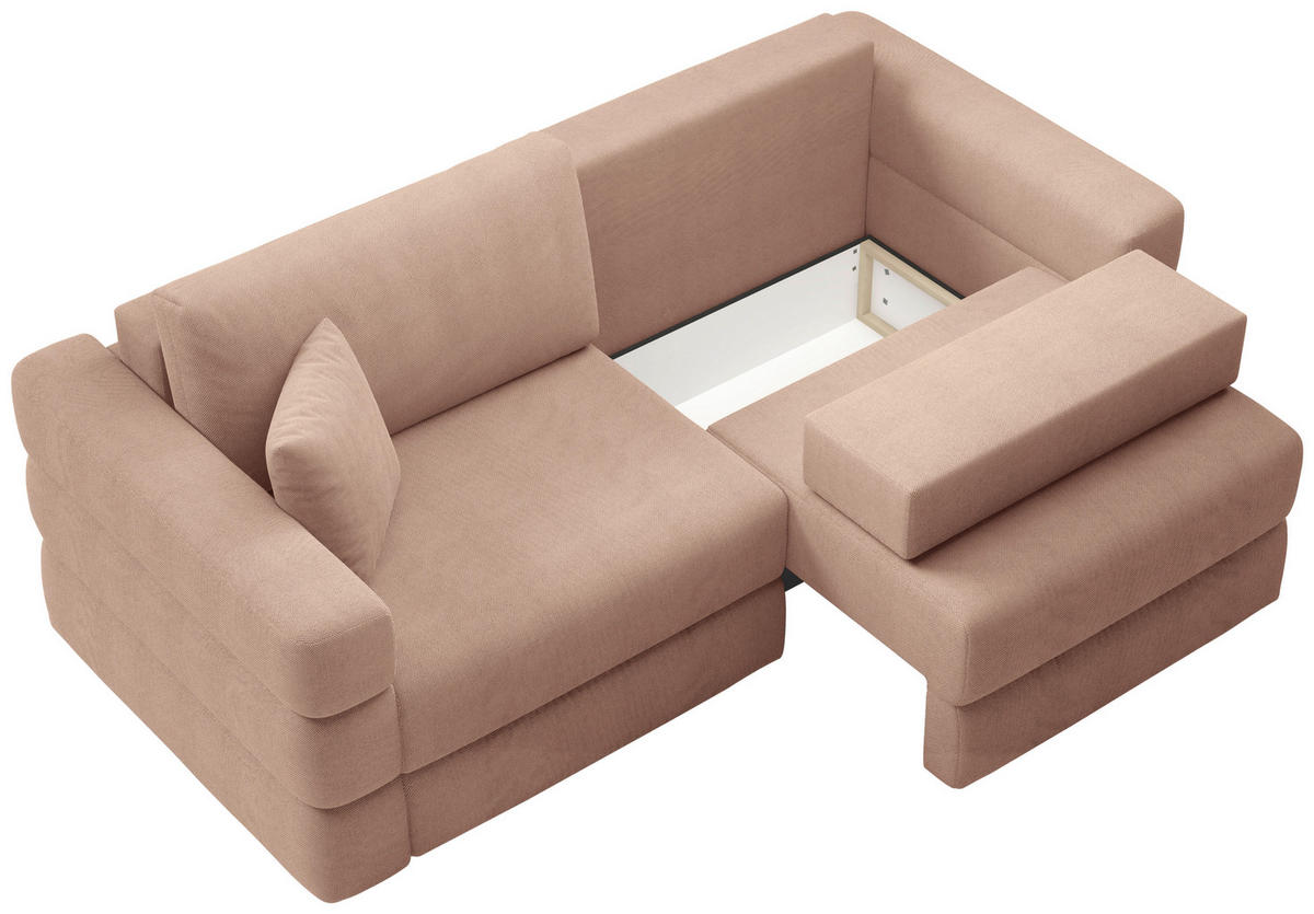SCHLAFSOFA TERAZZO in Webstoff Rosa  - Schwarz/Rosa, Design, Kunststoff/Textil (254/93/167cm) - Livetastic