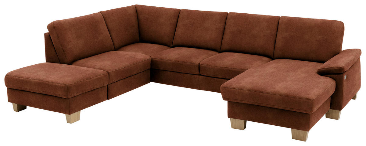 WOHNLANDSCHAFT in Velours Kupferfarben  - Eichefarben/Kupferfarben, Konventionell, Holz/Textil (235/316/167cm) - Beldomo System