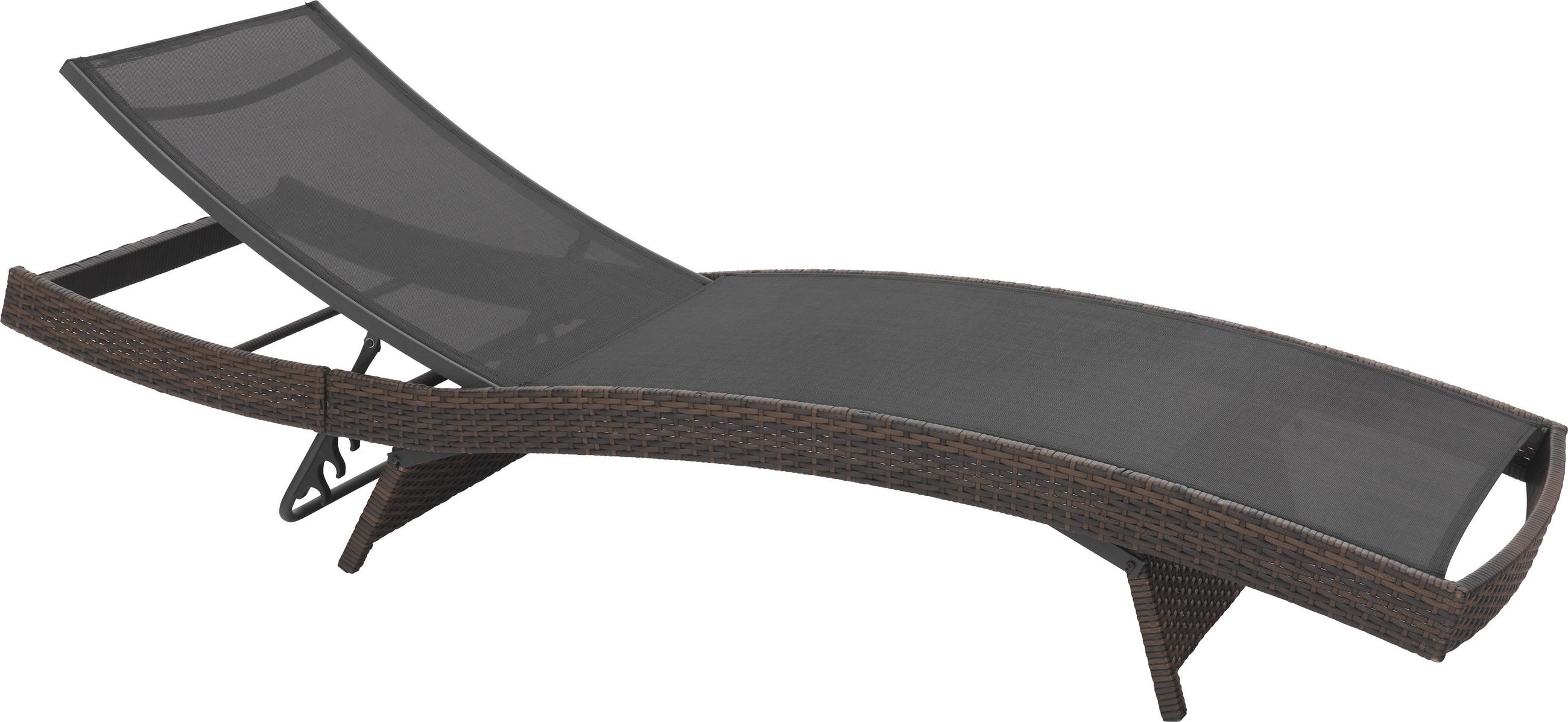 LEŽALJKA VRTNA smeđa, crna metal, plastika, tekstil - smeđa/crna, Design, metal/tekstil (203/38/69cm) - Ambia Garden
