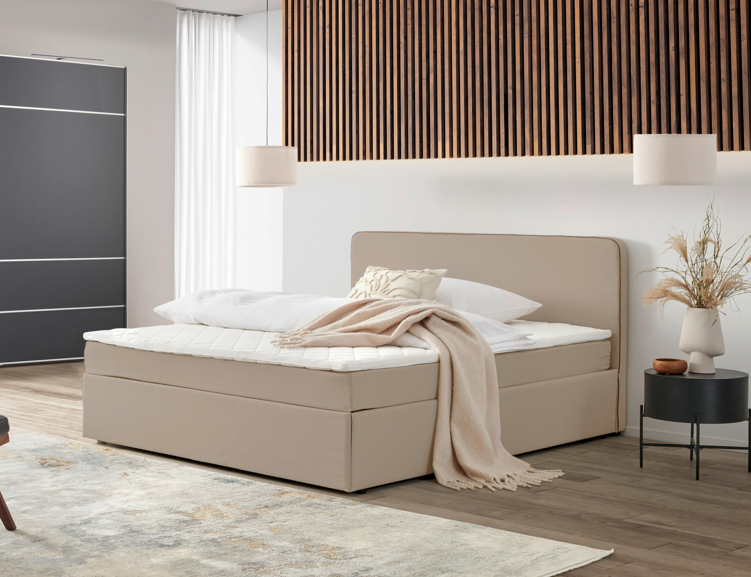 P & B Boxbett Beige 160x200 cm