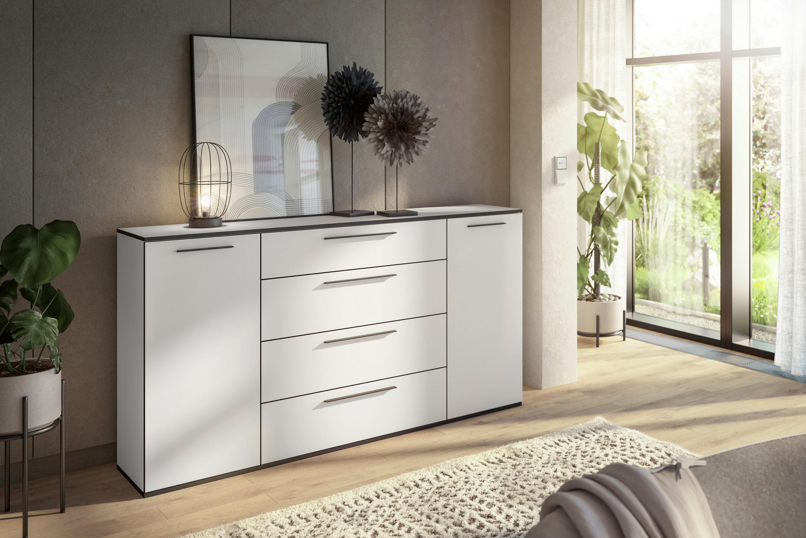 SIDEBOARD 180/99,8/40 cm  in Weiß  - Schwarz/Weiß, MODERN, Holzwerkstoff/Kunststoff (180/99,8/40cm)