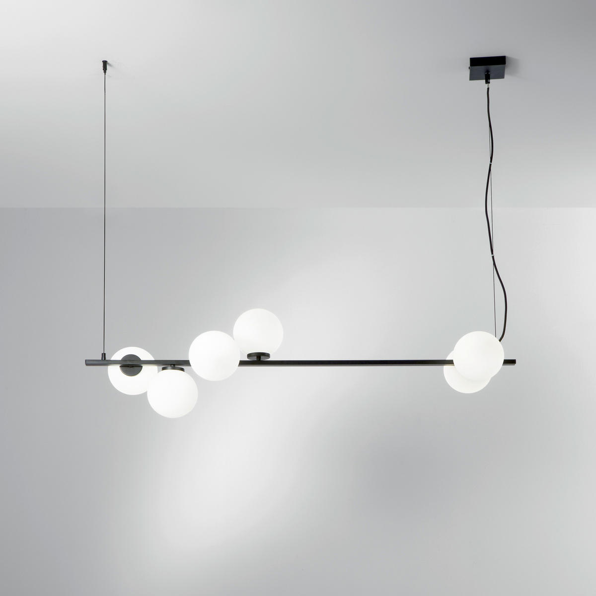 HÄNGELEUCHTE 120/32/150 cm  - Schwarz/Weiß, Design, Glas/Metall (120/32/150cm)