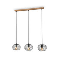 STROPNÍ ZÁVĚSNÉ SVÍTIDLO,   - černá, Design, kov/dřevo (80/110cm)