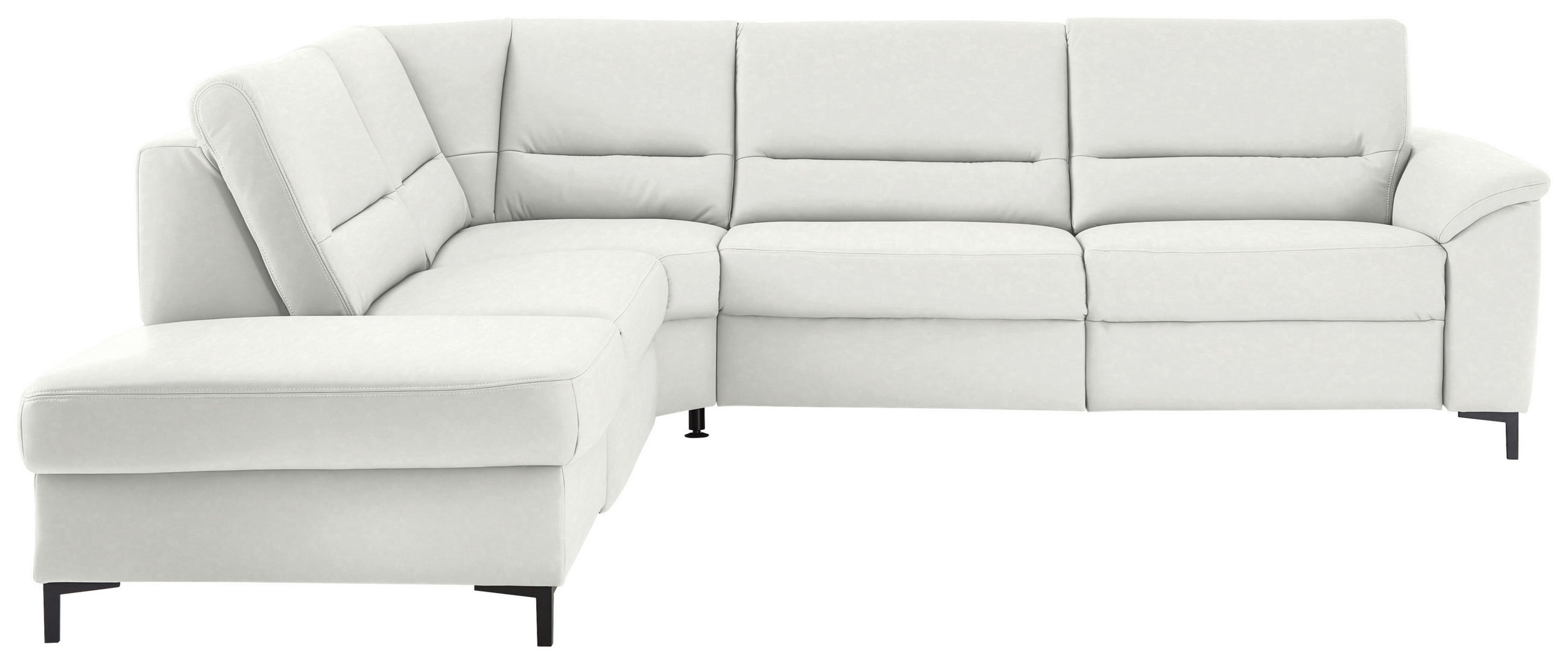 ECKSOFA  in Echtleder Weiß  249/290 cm  - Schwarz/Weiß, KONVENTIONELL, Leder/Metall (249/290cm) - Beldomo Premium