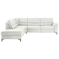 ECKSOFA  in Echtleder Weiß  249/290 cm  - Schwarz/Weiß, KONVENTIONELL, Leder/Metall (249/290cm) - Beldomo Premium