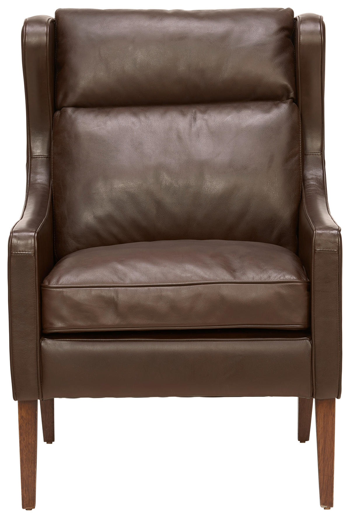 ÖRONLAPPSFÅTÖLJ i trä, läder brun  - brun, Lifestyle, läder/trä (69/103/89cm) - Ambia Home