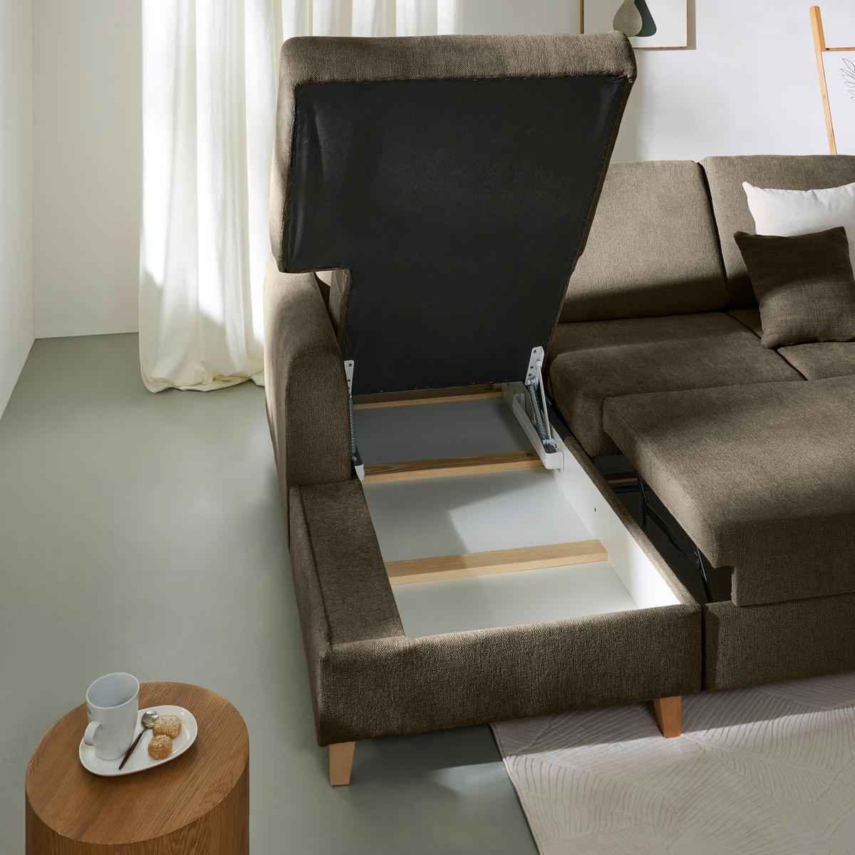 HÖRNSOFFA i flatväv brun  - bokfärgad/brun, Klassisk, trä/textil (166/241cm) - MID.YOU