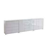 SIDEBOARD Mailand Set 11  in 263,5/73/33 cm  - Weiß Hochglanz/Schwarz, MODERN, Holzwerkstoff/Kunststoff (263,5/73/33cm) - MID.YOU
