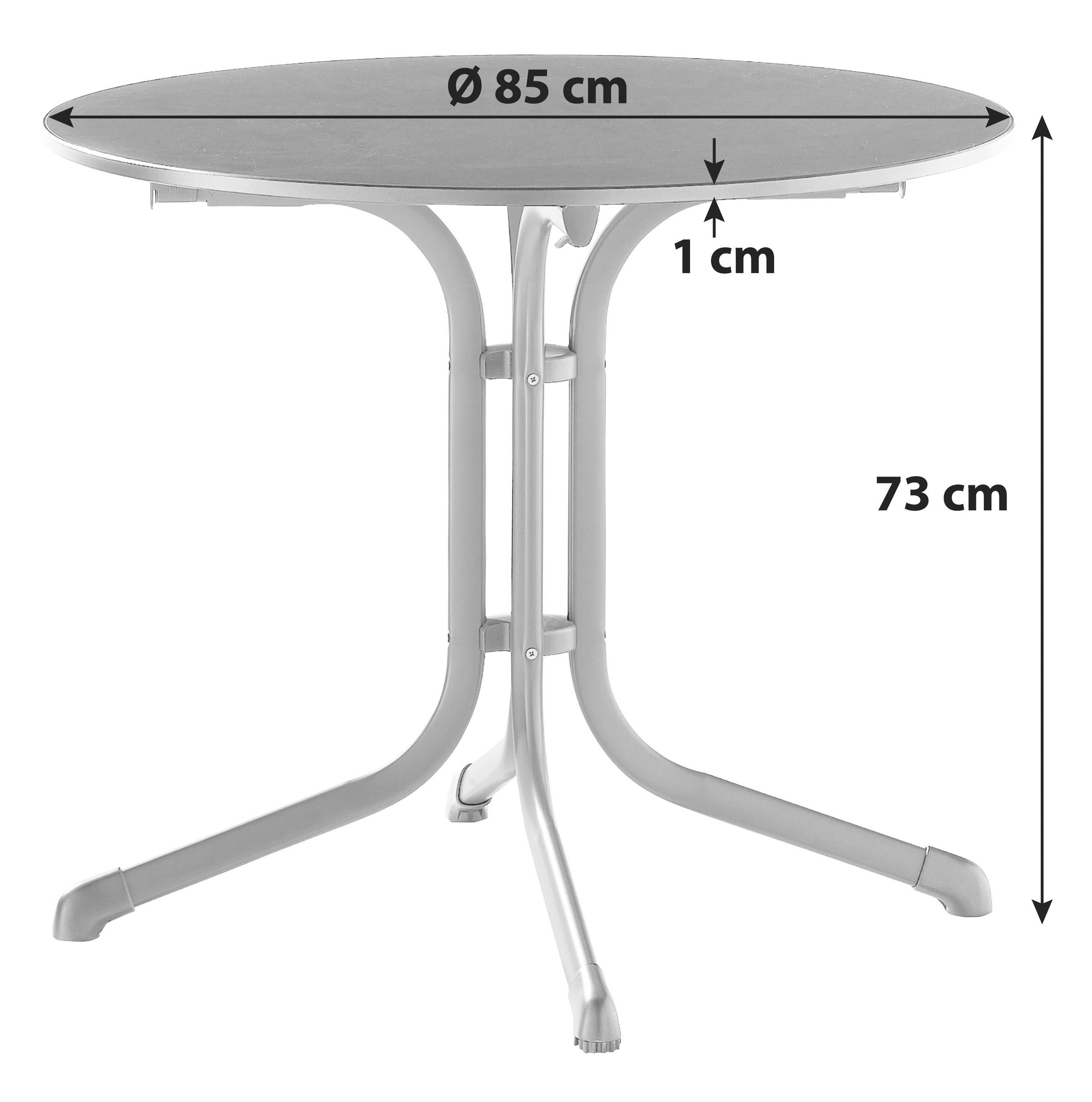 GARTENTISCH Holzwerkstoff Anthrazit rund  - Anthrazit/Grau, MODERN, Holzwerkstoff/Metall (85/85/73cm) - Sieger