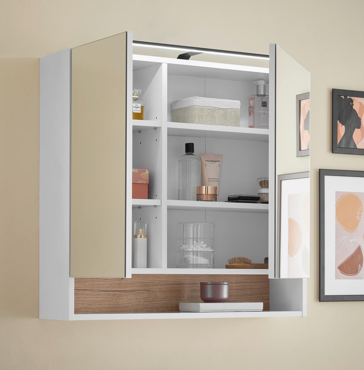 SPIEGELSCHRANK 80/75/22 cm  - Weiß, KONVENTIONELL, Glas/Holzwerkstoff (80/75/22cm) - home24