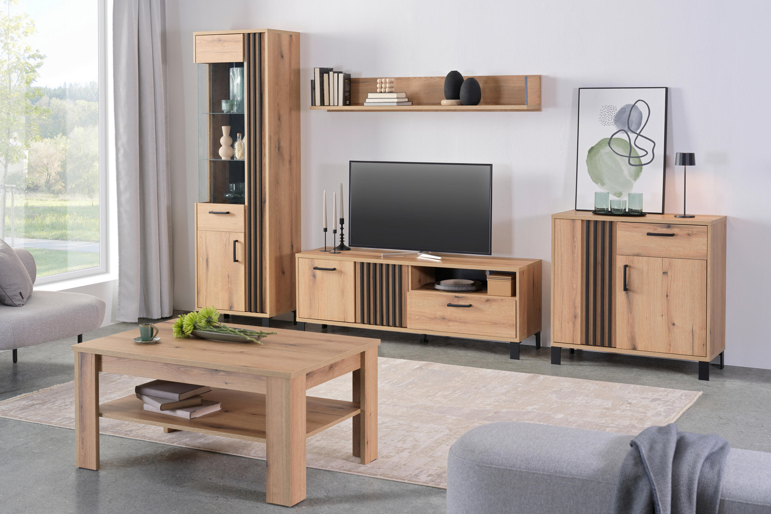 WANDBOARD Eichefarben  - Eichefarben, Design, Holzwerkstoff (148/22/23,5cm) - MID.YOU