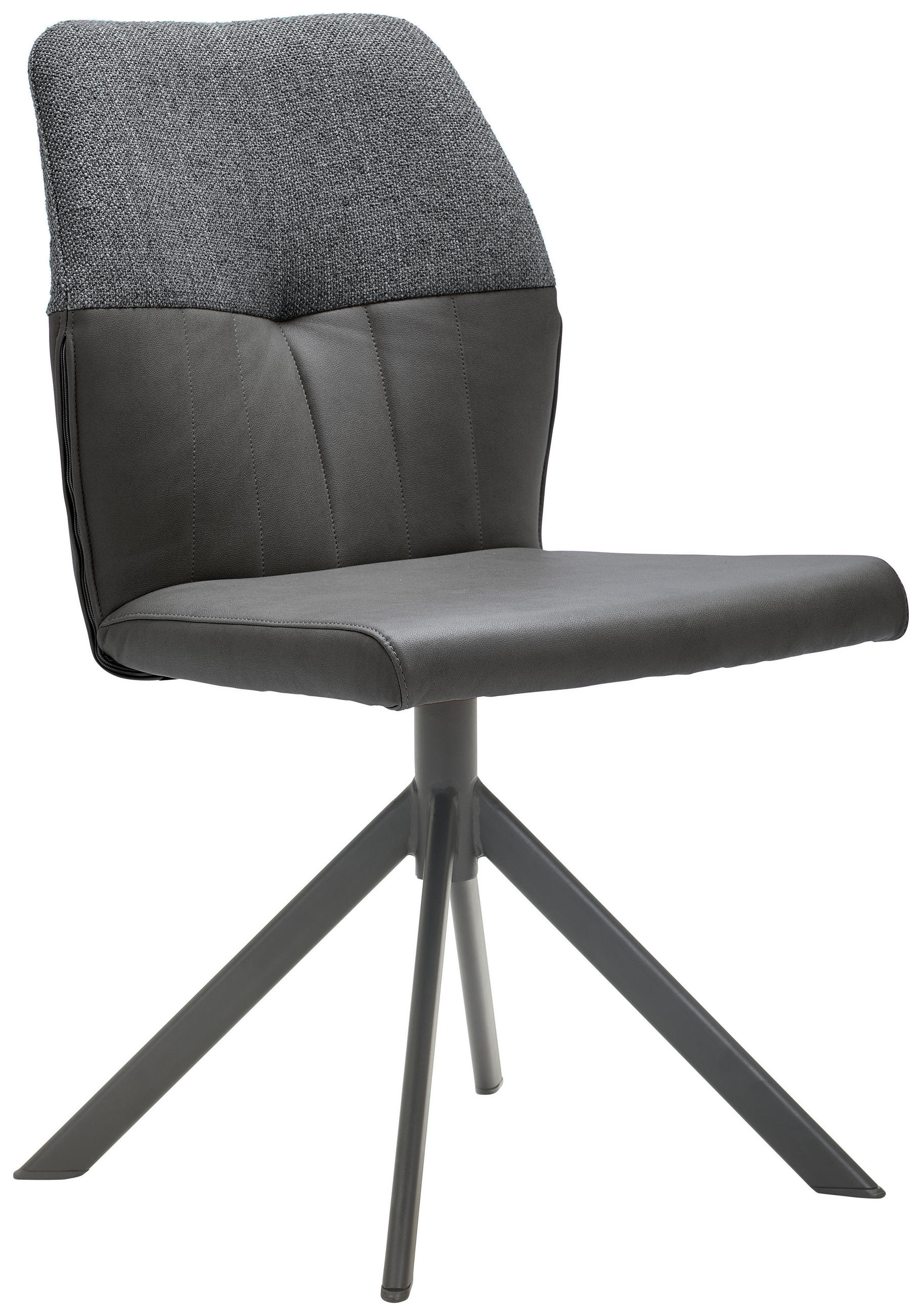 STUHL  in Lederlook, Webstoff Textil  - Anthrazit/Schwarz, KONVENTIONELL, Textil/Metall (49,5/87/62,5cm) - Valdera