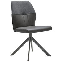 STUHL  in Lederlook, Webstoff  - Anthrazit/Schwarz, Konventionell, Textil/Metall (49,5/87/62,5cm) - Valdera