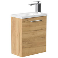 Baie De Serviciu 40 cm - culoare lemn stejar, Modern, metal/piatră (40cm) - MID.YOU